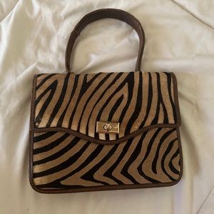 ADORABLE Vintage Tiger Striped Pony Hair and Leather Handbag by LOEWE